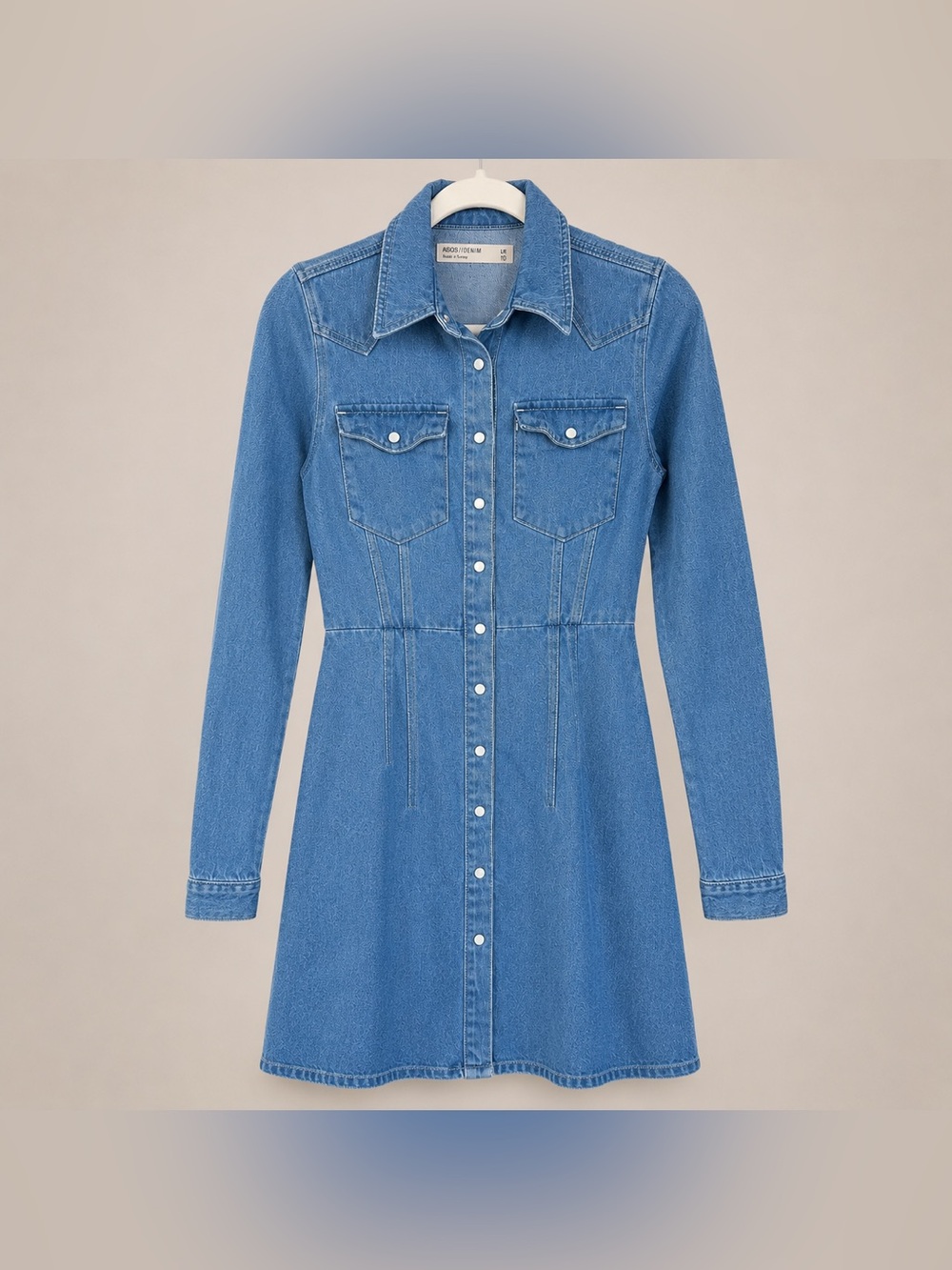 ASOS Denim Western Shirt Dress Size US 6 UK 10 Snap Front